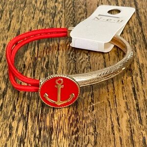 NWT n.e.u. Bracelet, red & gold, anchor, one size fits most, SO cute!